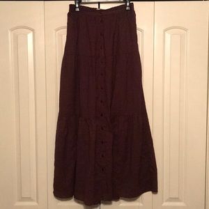Listicle MaroonDuster Maxi Skirt W/ Buttons